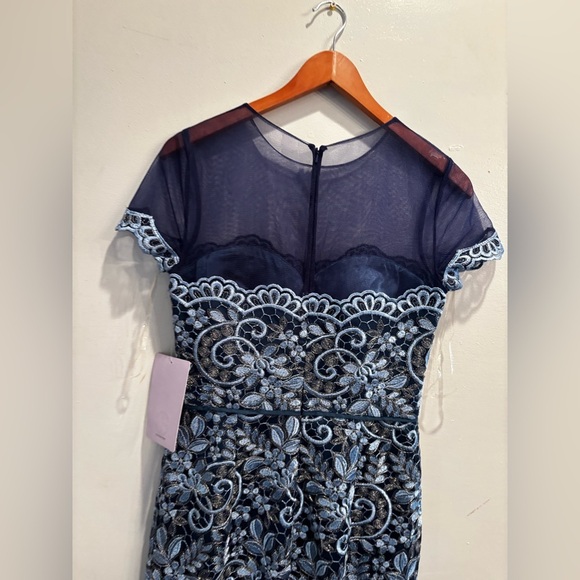 JS Collections Navy Embroidered Maxi Dress party cocktail elegant lace sheer - Picture 11 of 16